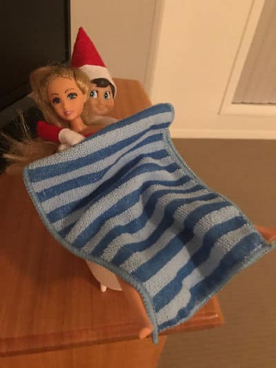 Elf on a shelf and Barbie