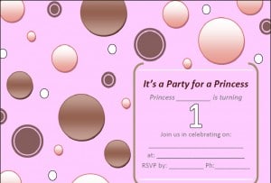 Princess Birthday age one party invitation