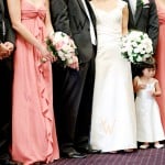 wedding photo with flower girl and flowers