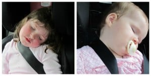 two girls sleeping in the car