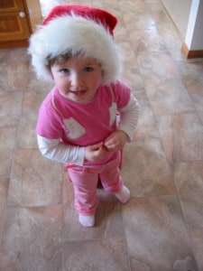 girl in Santa hat
